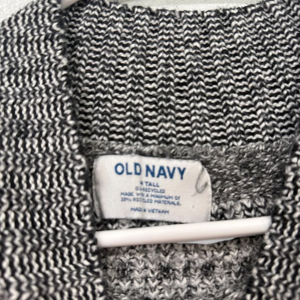 Old Navy Womens Fair Isle Mock‎ Neck Sweater Gray Black White M Tall 1166